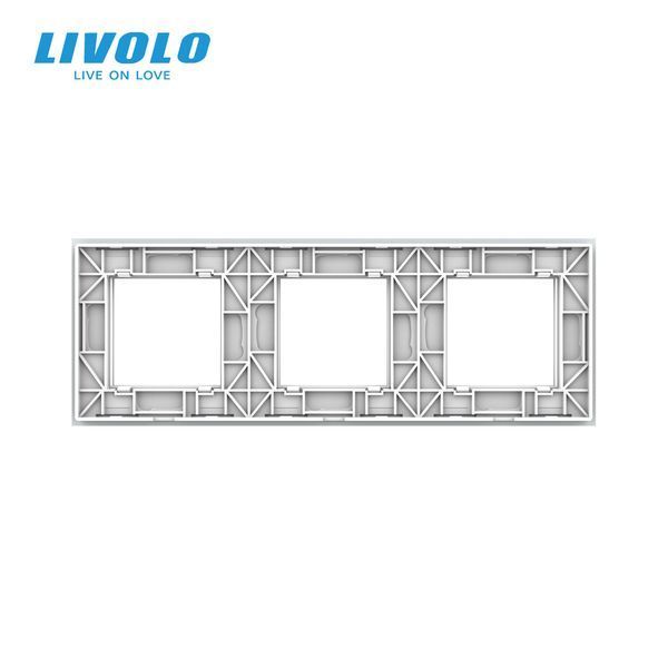 Рамка 3-постова LIVOLO, загартоване скло, біла, 223&times;80 мм VL-P7E/E/E-6W фото