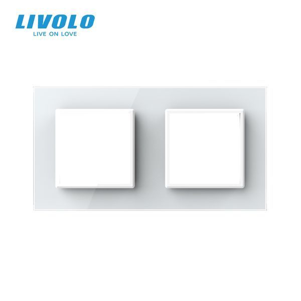 Рамка 2-постовая LIVOLO, закаленное стекло, белая, 151&times;80 мм VL-P7E/E-4W фото