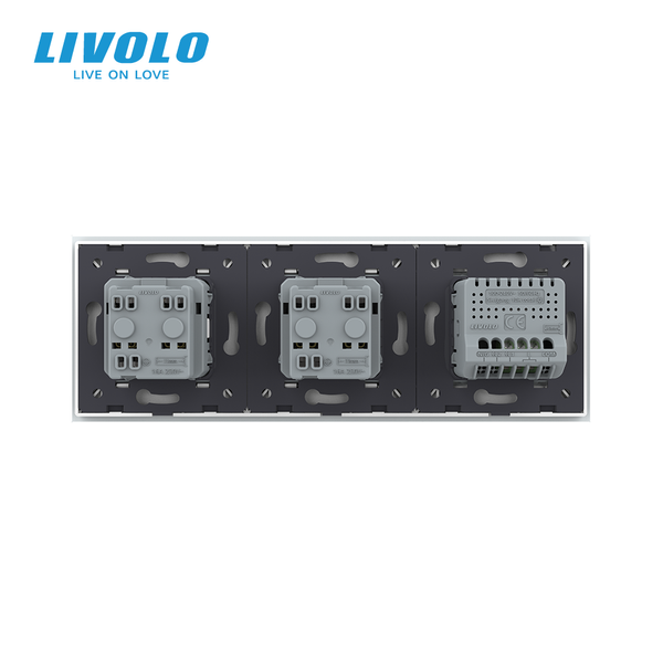 Сенсорный диммер LIVOLO с 2 розетками, белый, стекло, 2A 230V VL-C7FC1D/FCTC16A/FCTC16A-6WP фото