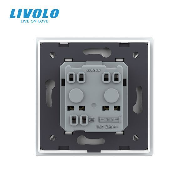 Электрическая розетка LIVOLO с заземлением, белая стеклянная рамка, защитные шторки, настенная 250В 16А VL-C7FCTC16A-2WP фото