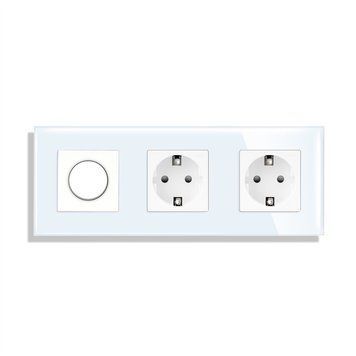 Роторний димер LUXION з 2 розетками, білий, скло, 2A 230V LX-RDMM1FM1F-WT фото