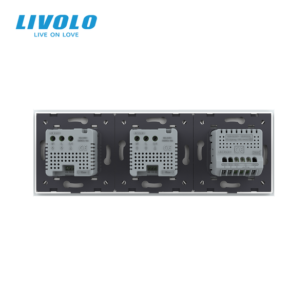 Умный терморегулятор двойной с сенсорным выключателем LIVOLO, белый, стекло VL-C7FC1Z2/FCQ1Z2/FCQ1Z2-6WP фото
