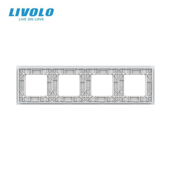 Рамка 4-постовая LIVOLO, закаленное стекло, белая, 294&times;80 мм VL-P7E/E/E/E-8W фото