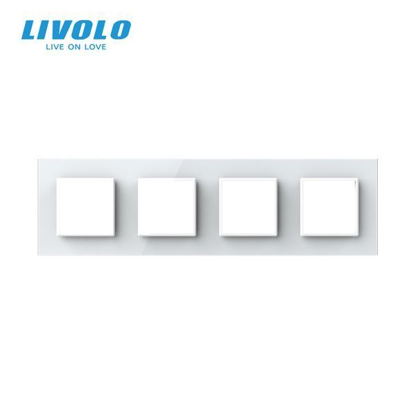 Рамка 4-постовая LIVOLO, закаленное стекло, белая, 294&times;80 мм VL-P7E/E/E/E-8W фото
